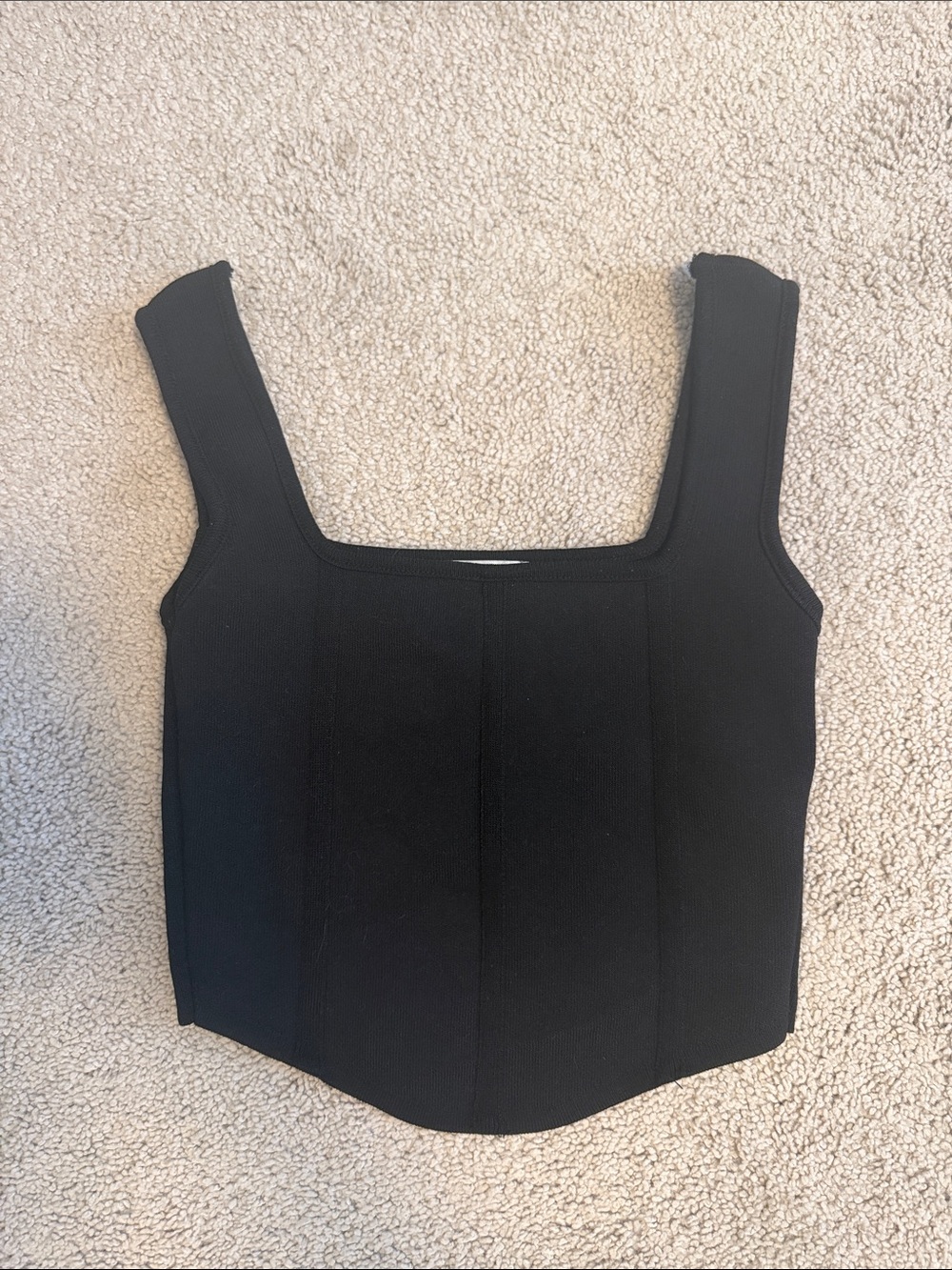 Zara Black Square-Neck Corset Tank Top